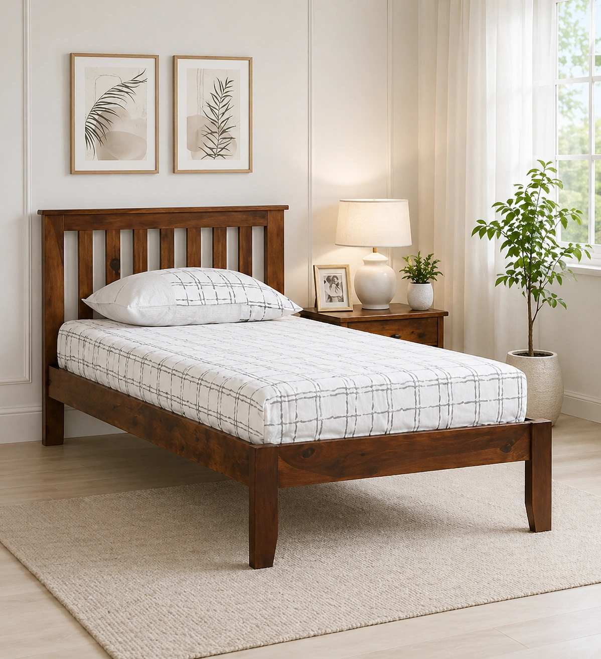 salvera-Sheesham-Wood-Single-Bed-In-Provincial-Teak-Finish-classic-wood.webp salvera Sheesham Wood Single Bed In Provincial Teak Finish - Image 1