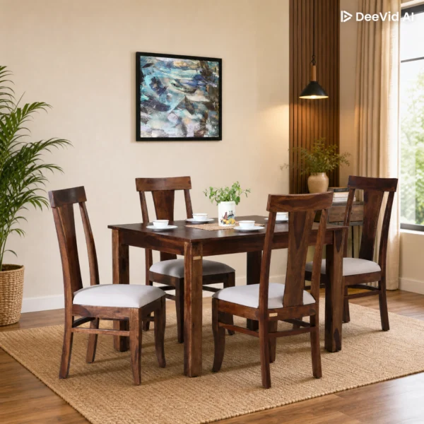 Norveth Solid Wood Dining Table in Deep Nature Tone