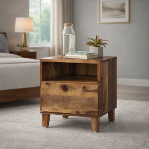 Rlvara Wooden Night Stand with Open Shelf Storage