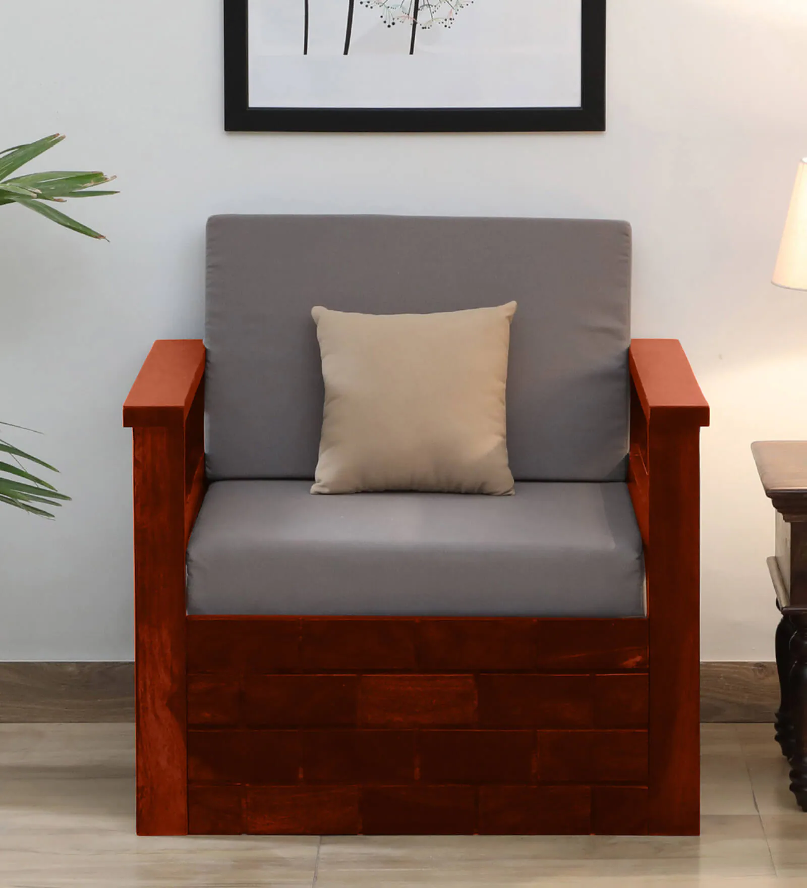 Harper-Premium-Lounge-Style-Fabric-1-Seater-Sofa-with-Cushioned-Seating-classic-wood-4.webp Harper Premium Lounge Style Fabric 1 Seater Sofa with Cushioned Seating - Image 1