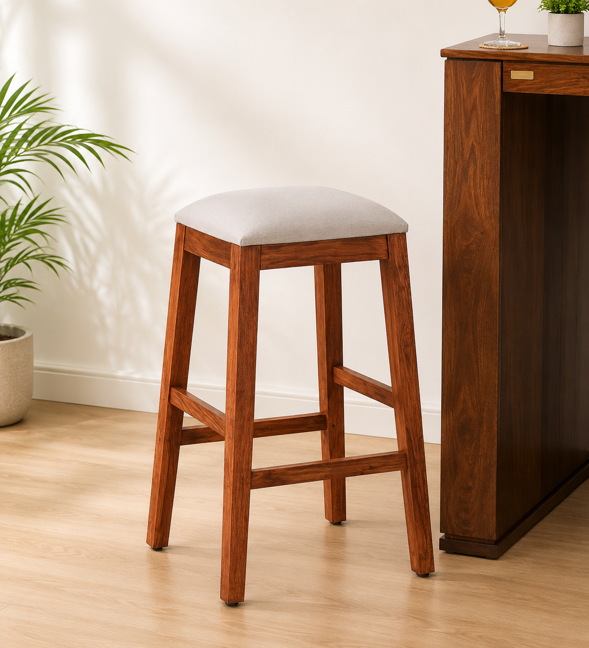 Briston-Sheesham-Wood-Bar-Stool-in-Honey-Oak-Finish-clssic-wood-1.png Briston Sheesham Wood Bar Stool in Honey Oak Finish - Image 1