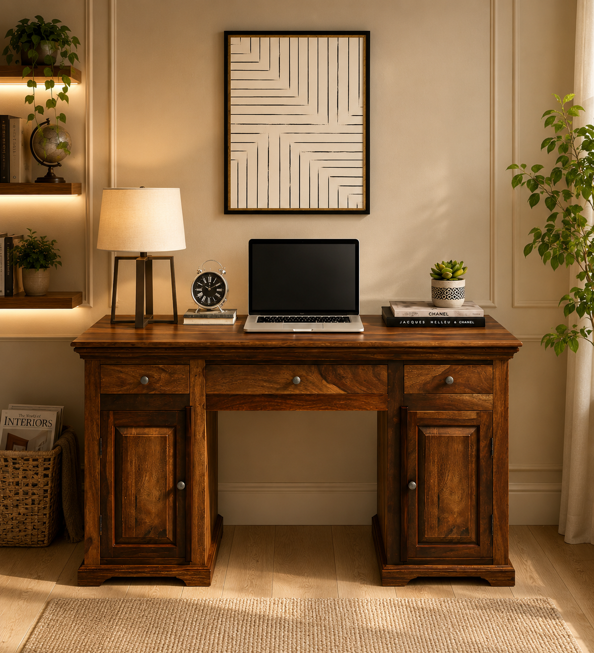 Stand-Sheesham-Wood-Writing-Table-in-Scratch-Resistant-Provincial-Teak-Finish-classicwood-1-1.png Stayan Sheesham Wood Writing Table in Scratch Resistant Provincial Teak Finish - Image 1