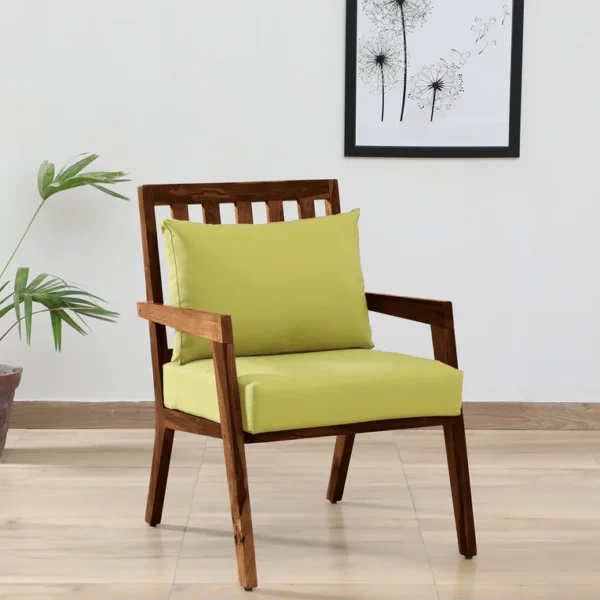 wilton Sheesham Wood Arm Chair In Green & Rustic Teak Finish Set Of 2